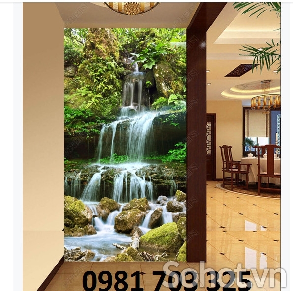 Tranh thác nước, gạch tranh phong cảnh khổ đứng
