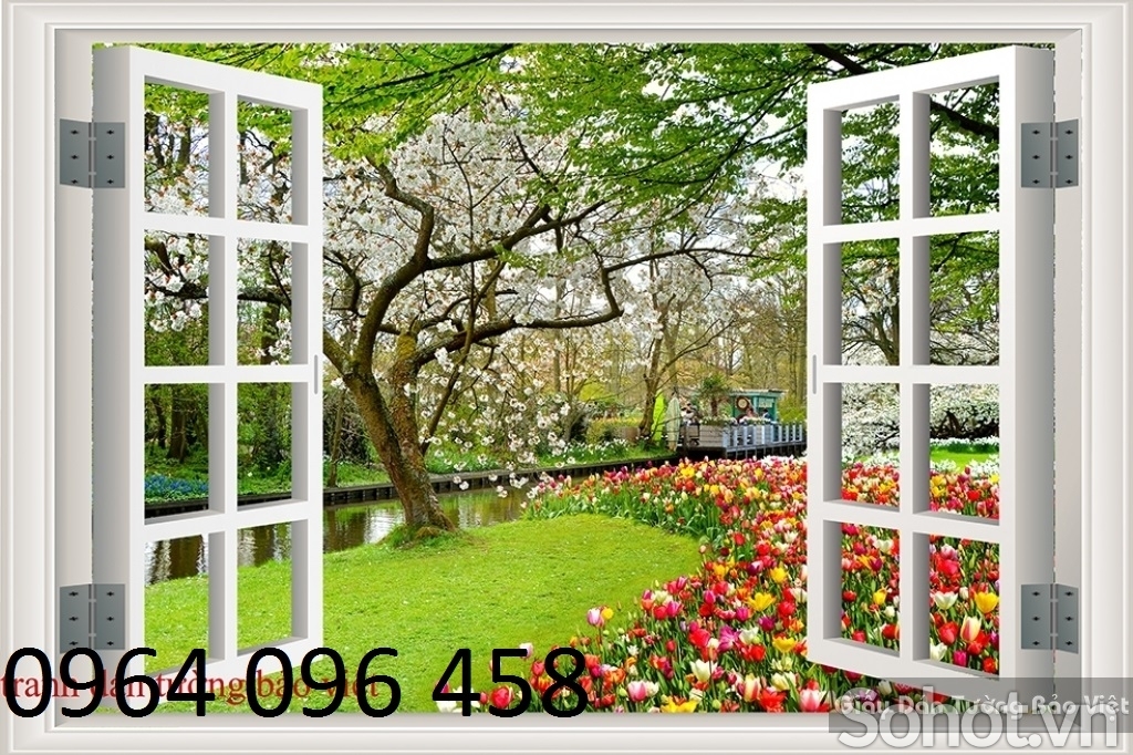 Tranh gạch 3d ốp tường cửa sổ - DXC422