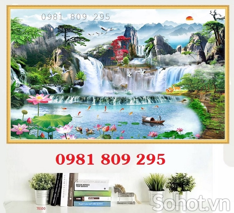 mẫu tranh gạch đẹp ốp phòng khách