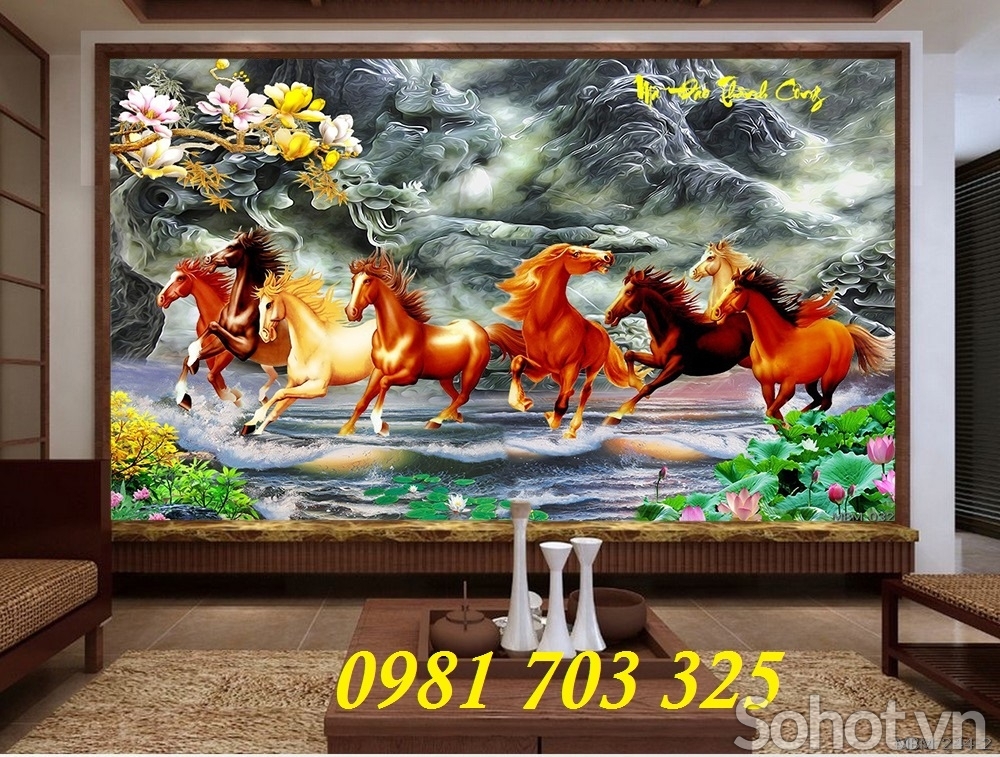 tranh mã đáo thành công, tranh gạch 3d phong thủy