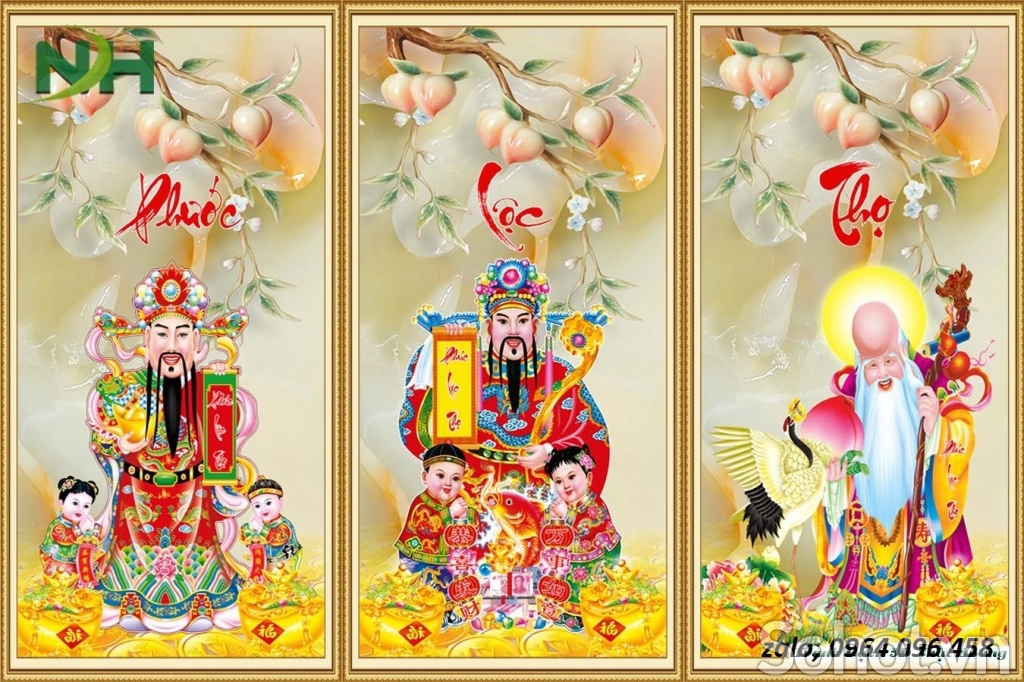 Tranh phúc lộc thọ tranh gạch 3d - 066CB