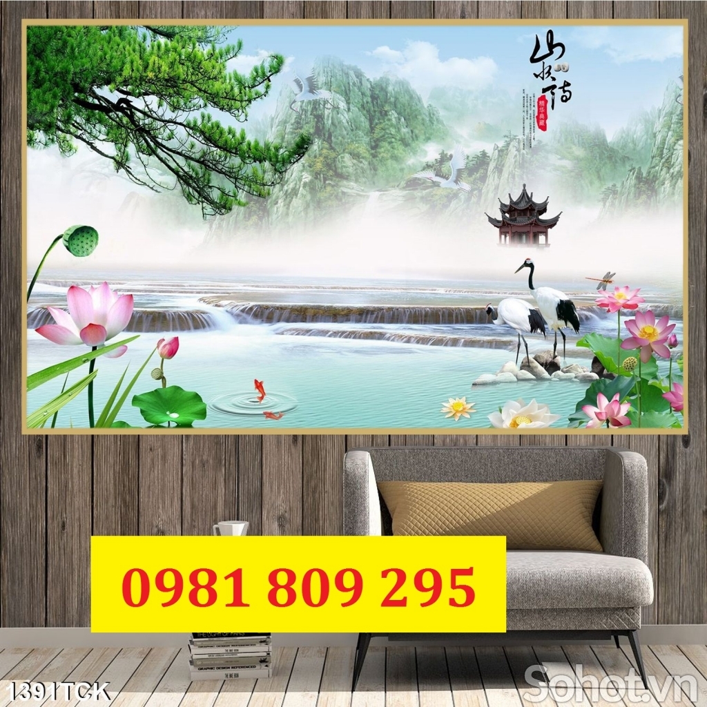 Tranh gạch hoa sen 3d