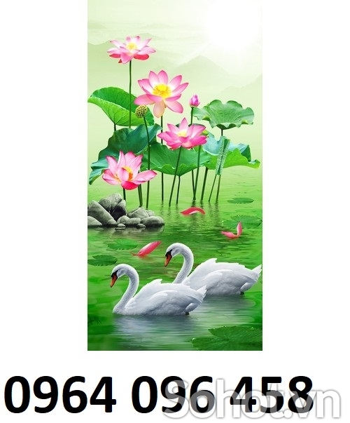 Gạch tranh 3d ốp tường hoa sen - 6422XC