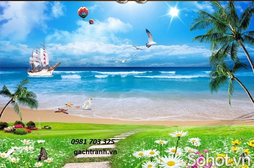 Tranh gạch- tranh bãi biển