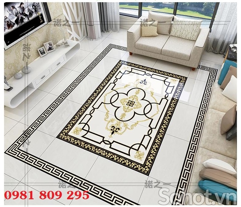 Thảm hoa văn, gạch lát nền phòng khách HP5528