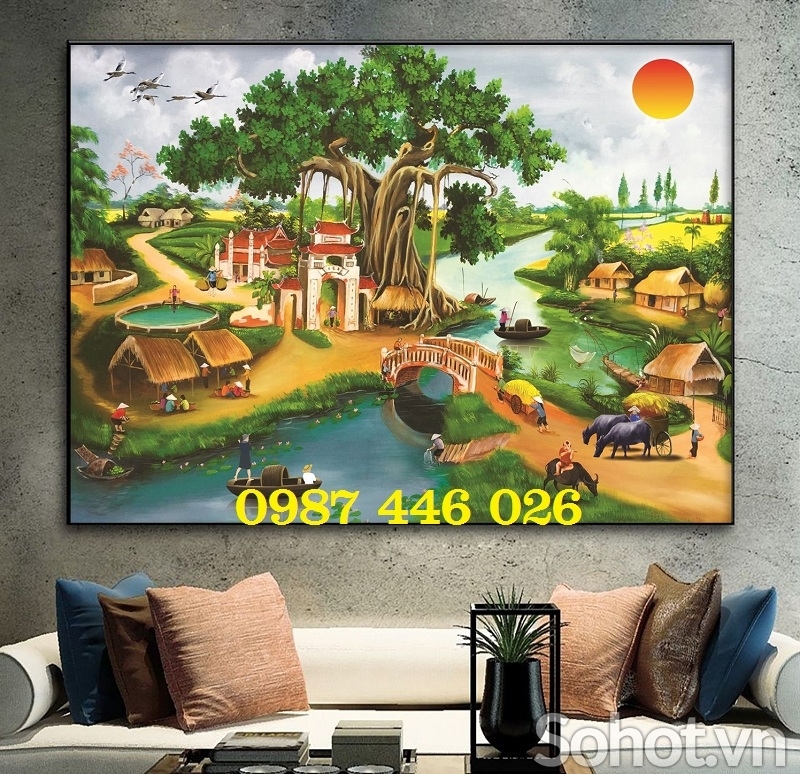 Gạch tranh làng quê HP0872