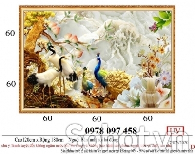 Gạch tranh 3D họa tiết đôi uyên ương.