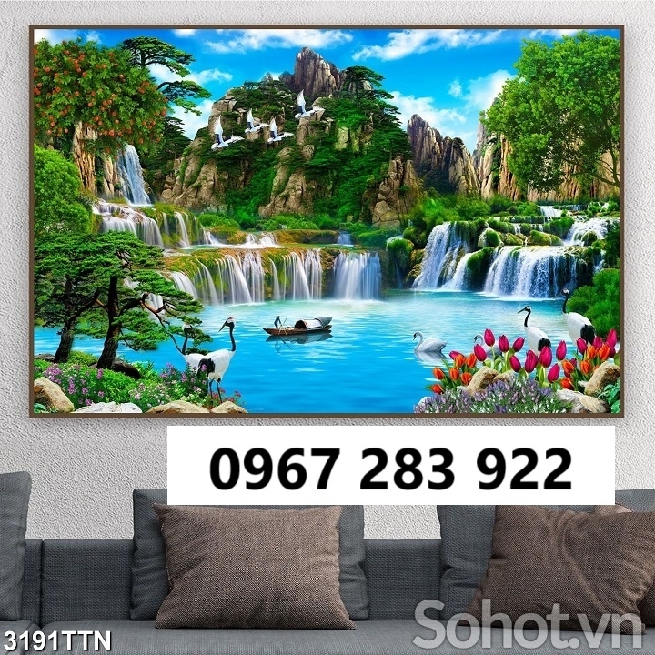 Tranh gạch 3d cảnh thác nước