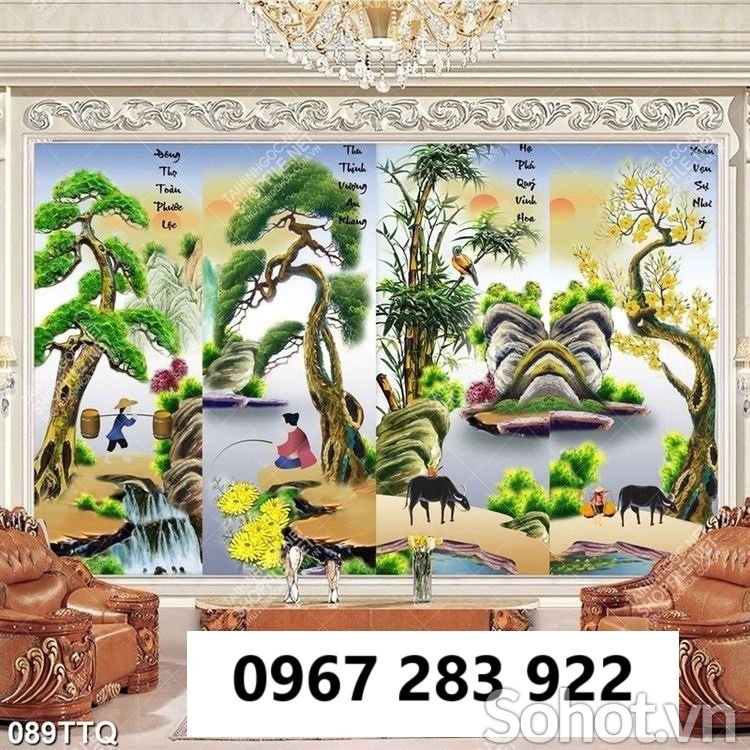 Gạch tranh đẹp trang trí tứ quý