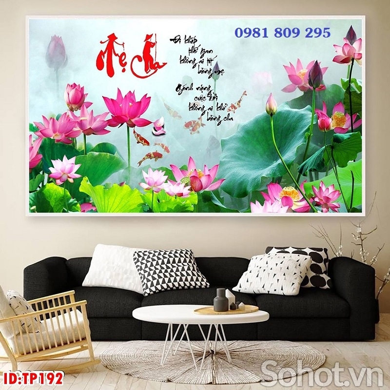 Gạch tranh câu thơ ốp phòng khách hp9658