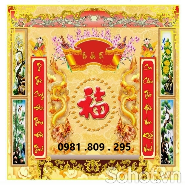 Tranh gạch ban thờ gia tiên HS92566