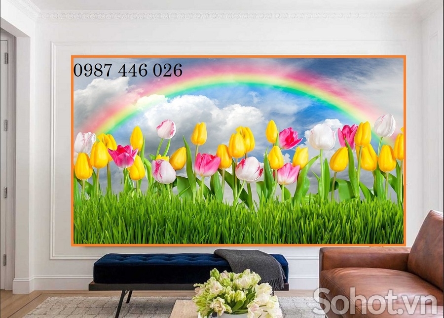Tranh gạch neb vườn hoa tuy líp