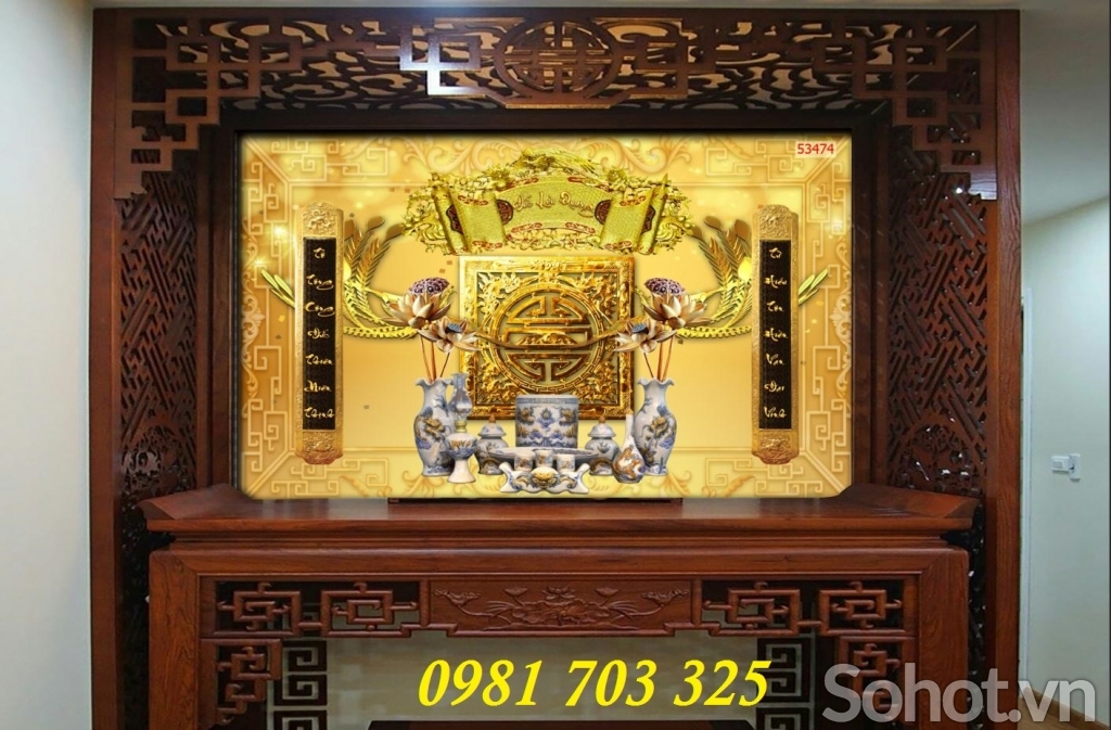 tranh 3D phòng thờ, gạch tranh 3D
