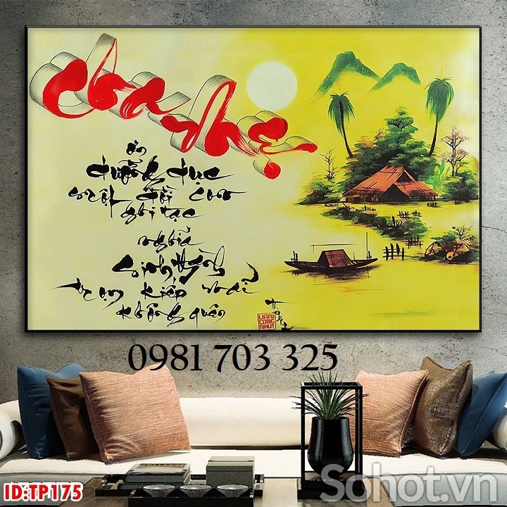 Gạch tranh thư pháp 3D đẹp