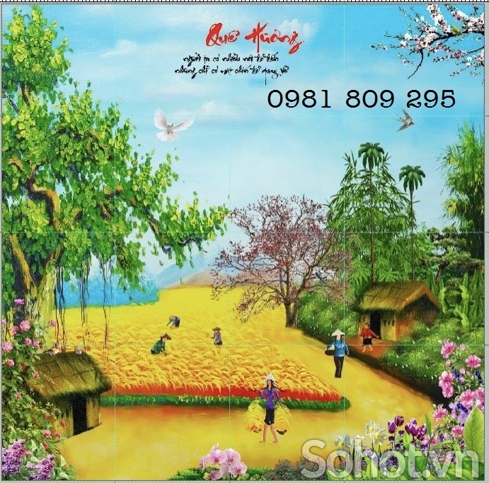 Tranh gạch 3d đồng quê HP7575