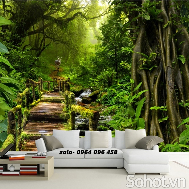 Tranh gạch 3d ốp tường rừng cây - MXC39