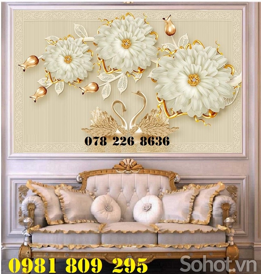 Gạch 3d hoa đẹp , tranh phòng khách