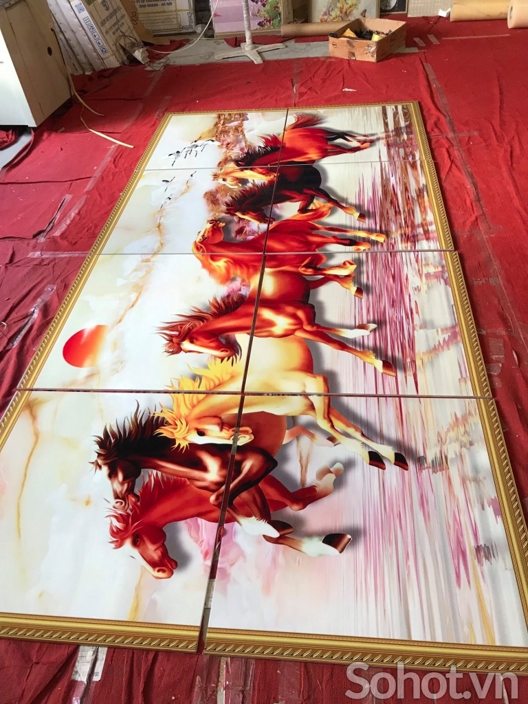 gạch tranh 3D bát mã- tranh phong thủy