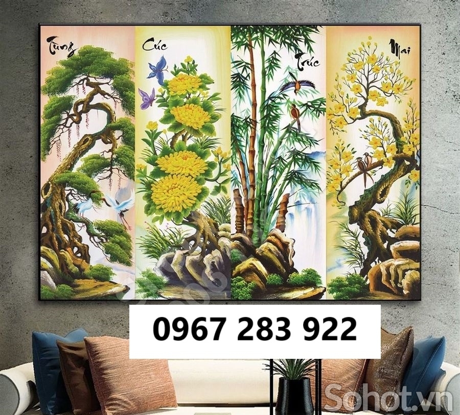Tranh gạch tứ quý sang trọng