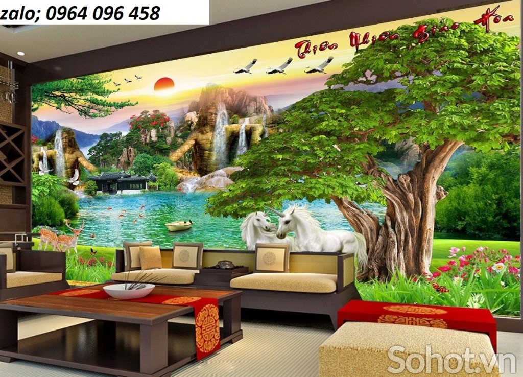 Tranh cảnh đồng quê - tranh gạch 3d đồng quê - KGF44