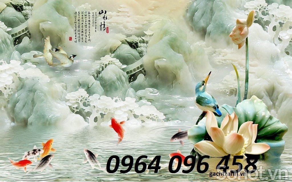 Tranh gạch 3d dán tường phòng khách