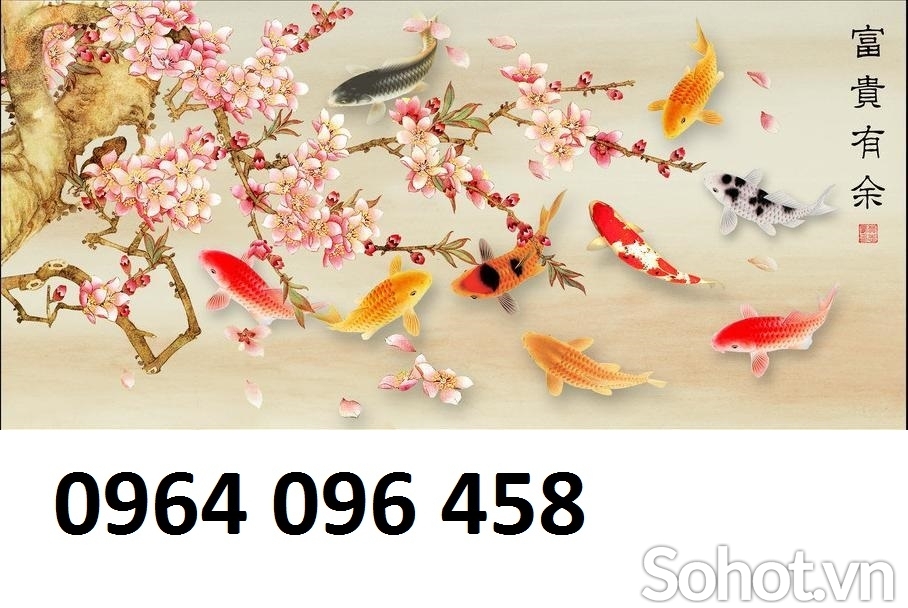 Tranh gạch cá koi 3d ốp tường phong thủy - SCX9900