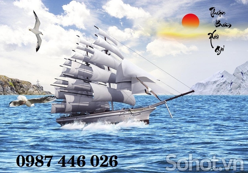 Tranh gạch men thuyền buồm HP2432