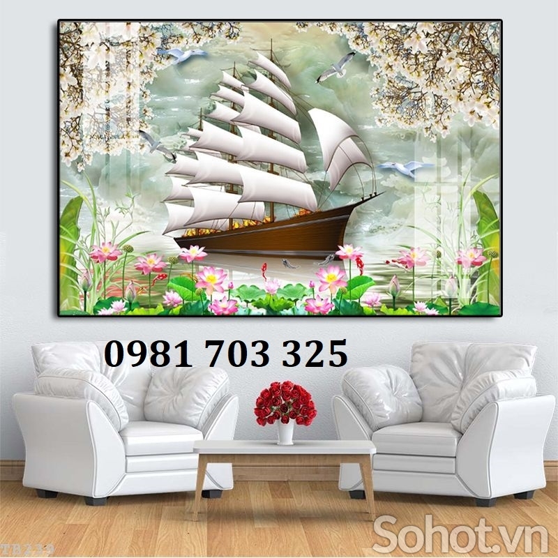 Tranh gạch 3d trang trí thuyền buồm