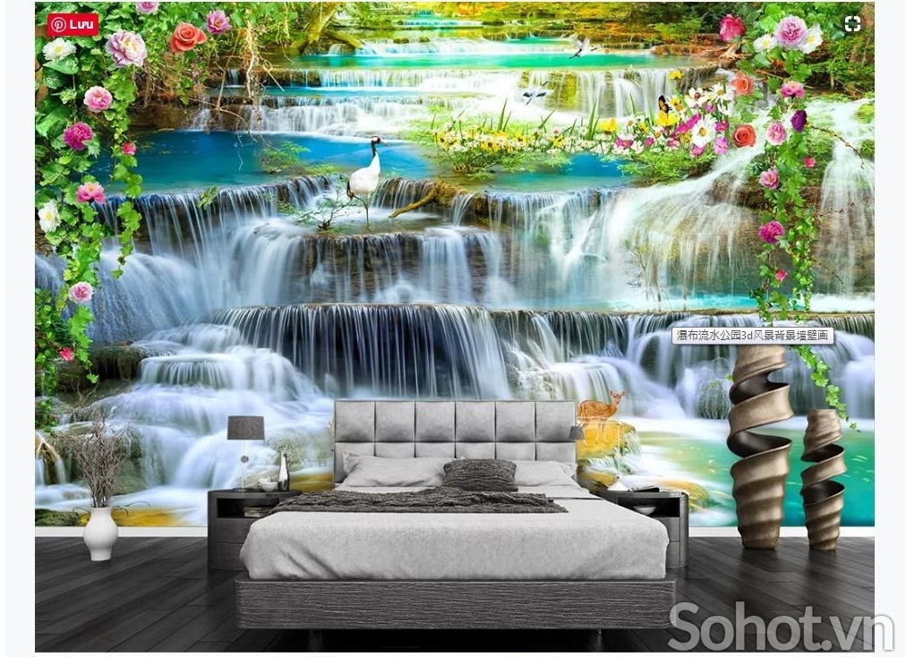 Gạch tranh ốp tường phòng ngủ