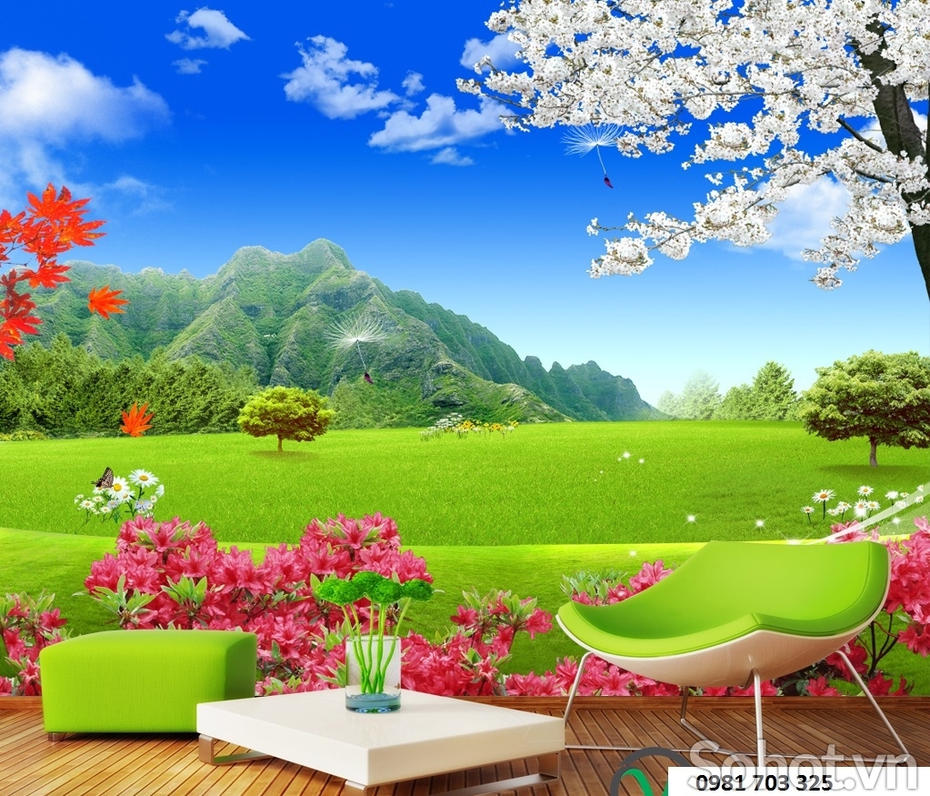 Gạch tranh 3D- tranh vườn hoa