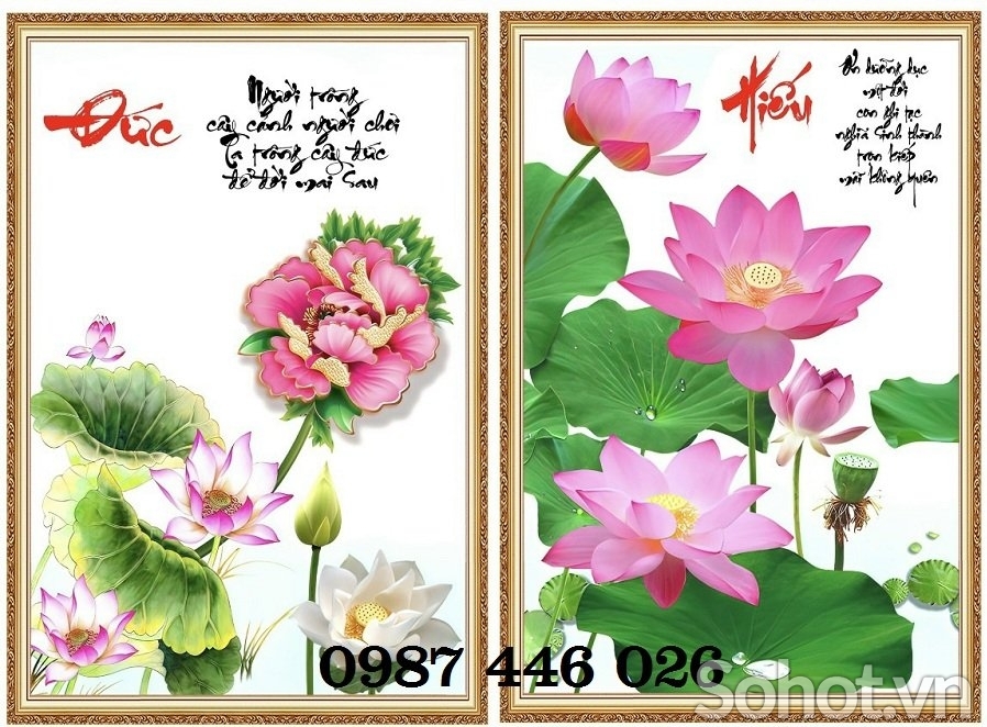 Tranh gạch hoa sen 3d