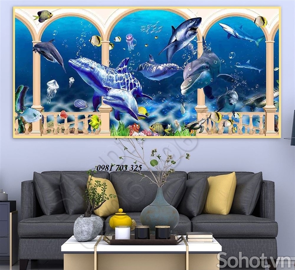 Gạch tranh 3D cá heo