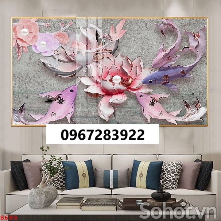 Tranh gạch đẹp trang trí hoa sen