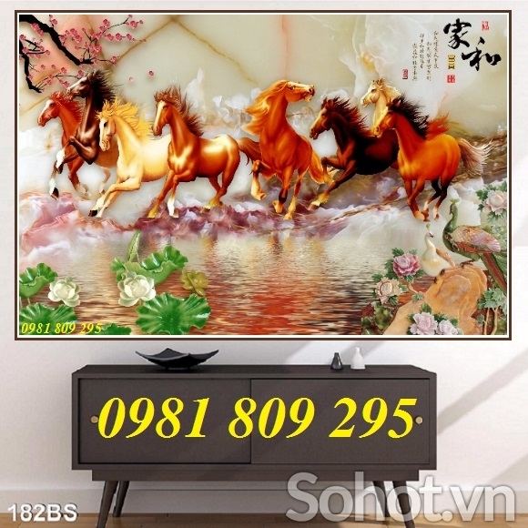 Gạch tranh phong thủy , tranh 3d mã đáo thành công JP455