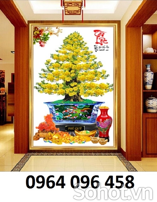 tranh gạch 3d dán tường mẫu cây mai - 83SK