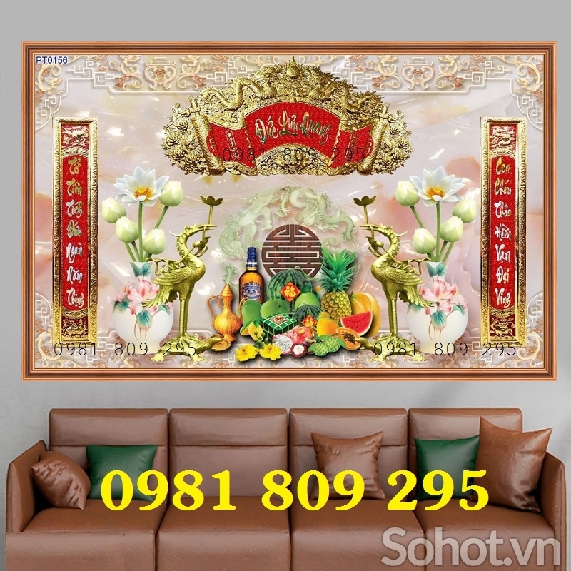 Gạch 3d ban thờ Phúc Lộc Thọ JH96