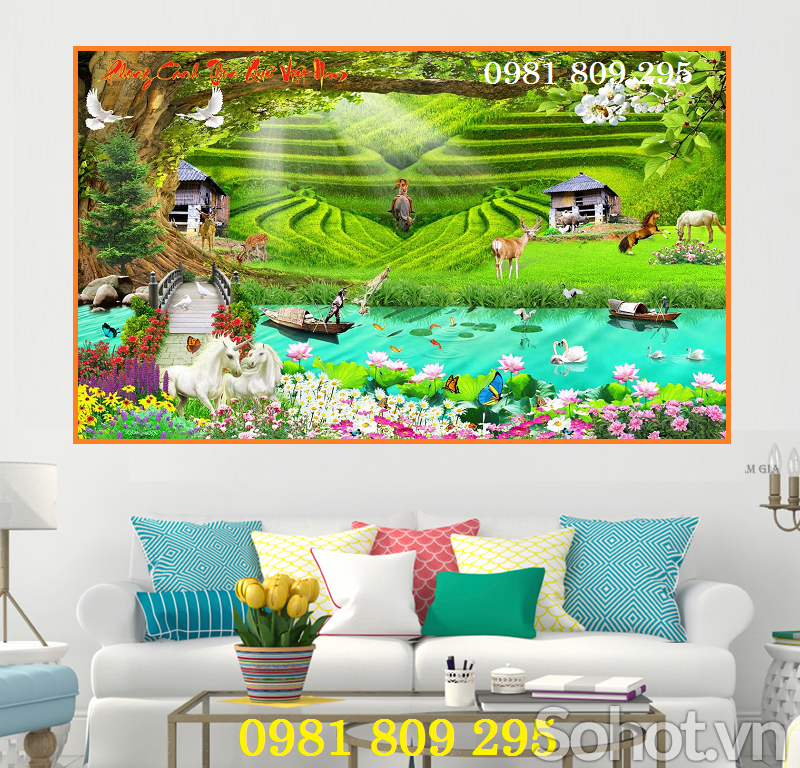 Gạch tranh 3d phong cảnh đồng quê