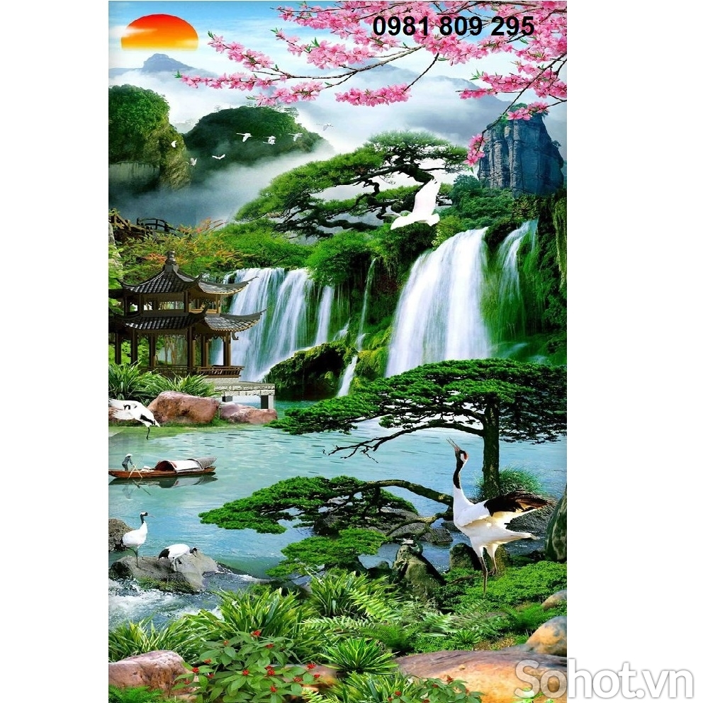 Tranh gạch , gạch ốp tường 3d cảnh khổ dọc