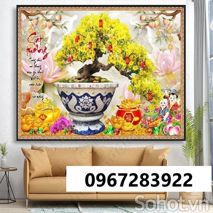 Tranh gạch đẹp trang trí 3D hoa mai