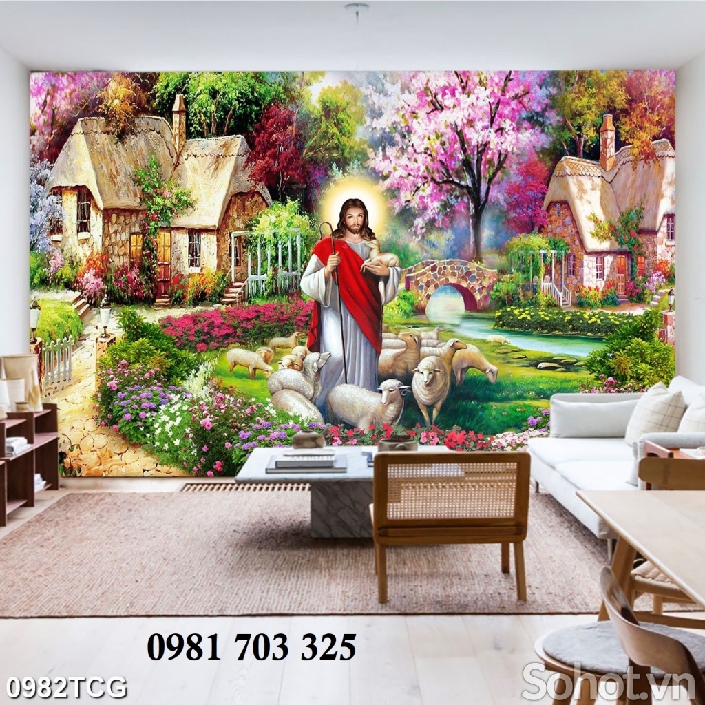 Tranh gạch 3D trang trí phòng khách