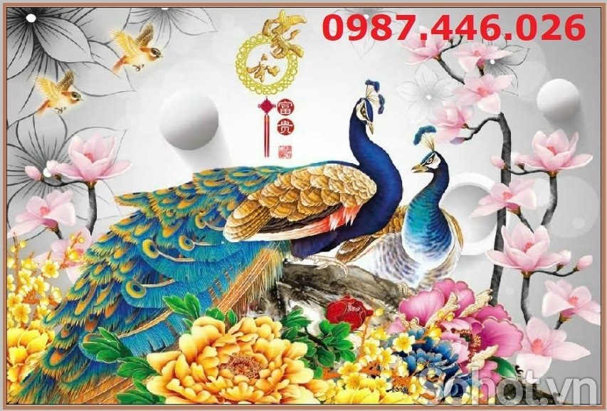 Gạch tranh chim công HP72443
