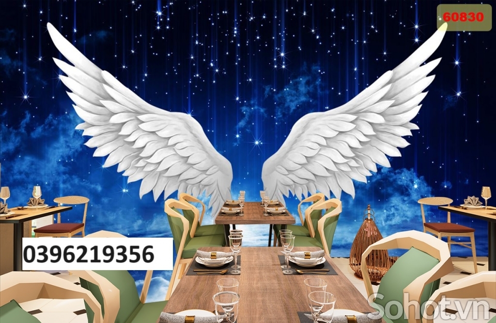 Tranh cánh thiên thần đẹp trang trí 3d