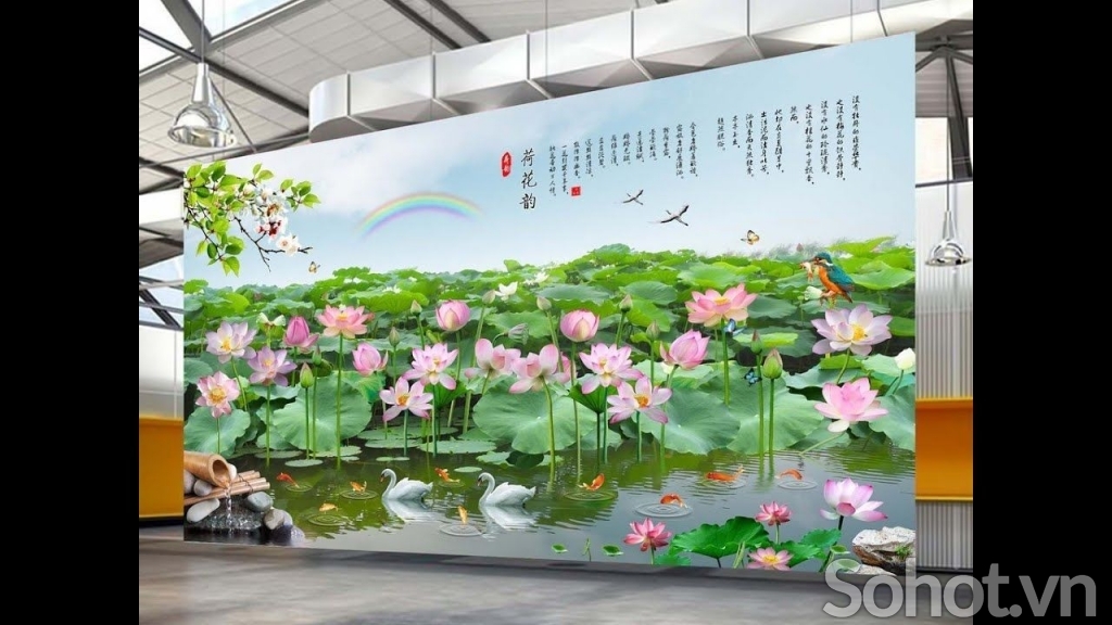 gạch tranh 3d cảnh sông nước