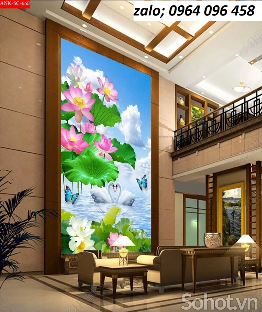 Tranh gạch ốp tường 3d hoa sen - cxf