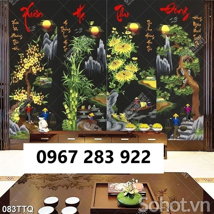 Gạch tranh đẹp tứ quý phong thủy