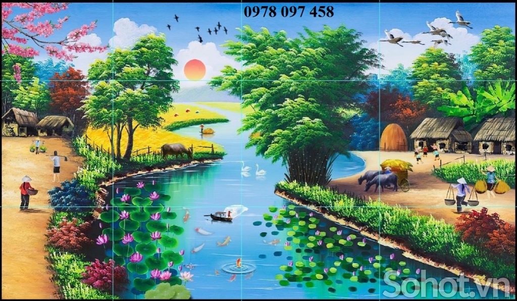 Tranh gạch 3d- tranh phong cảnh quê