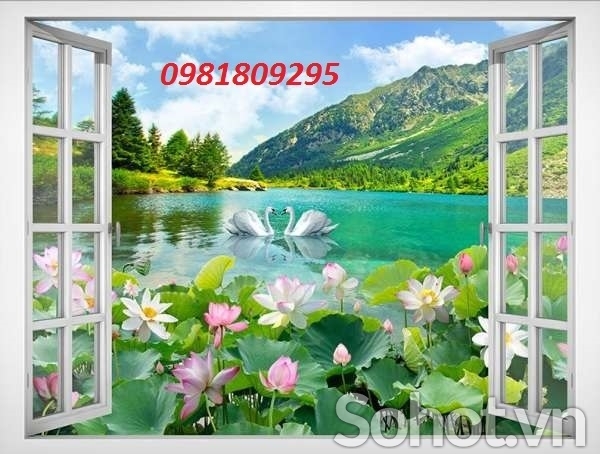 Gạch tranh 3d cửa sổ vườn hoa FGB688