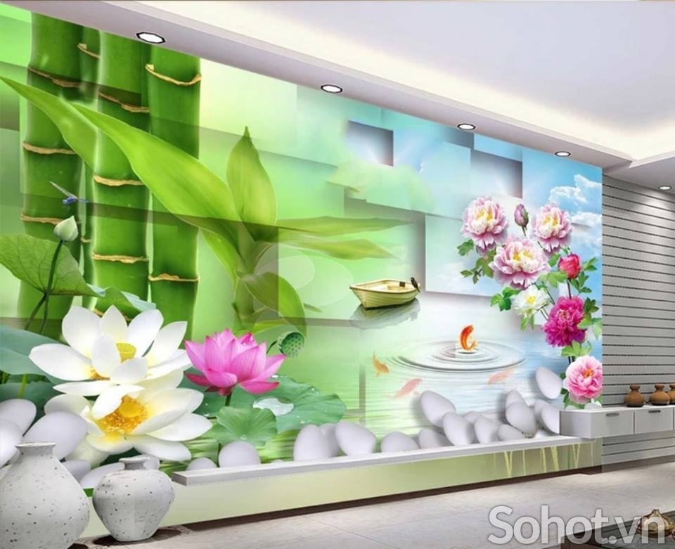 Tranh gạch hoa sen 3d - GDXC44