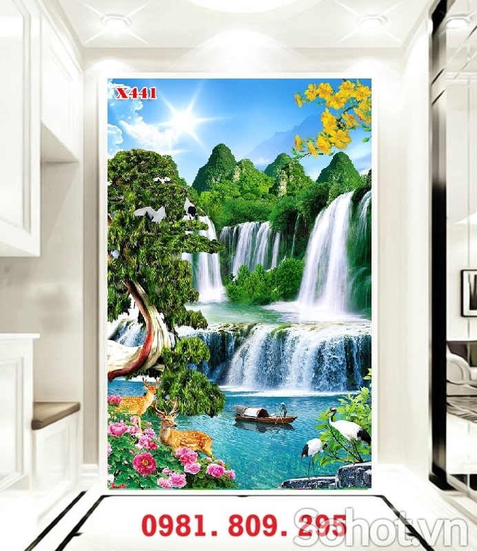 Tranh gạch men ốp tường 3d thác nước QP9331