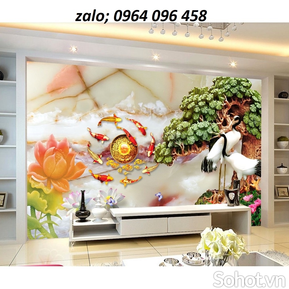 Tranh cá tranh gạch 3d cá chép LJ7